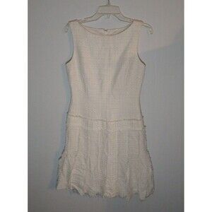 David Meister linen/viscose white distressed fringe size 6 dress